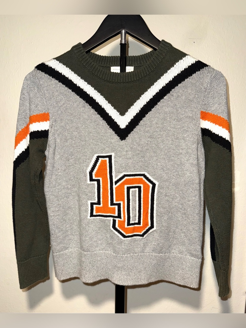 Stella McCartney Kids 10 Years Varsity Number 10 Colorblock Knit Sweater
